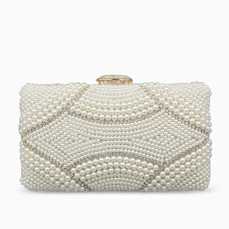 Snake - Skin Effect Clutch in Green for Exotic PartiesVioleta Pearl Clutch Bag