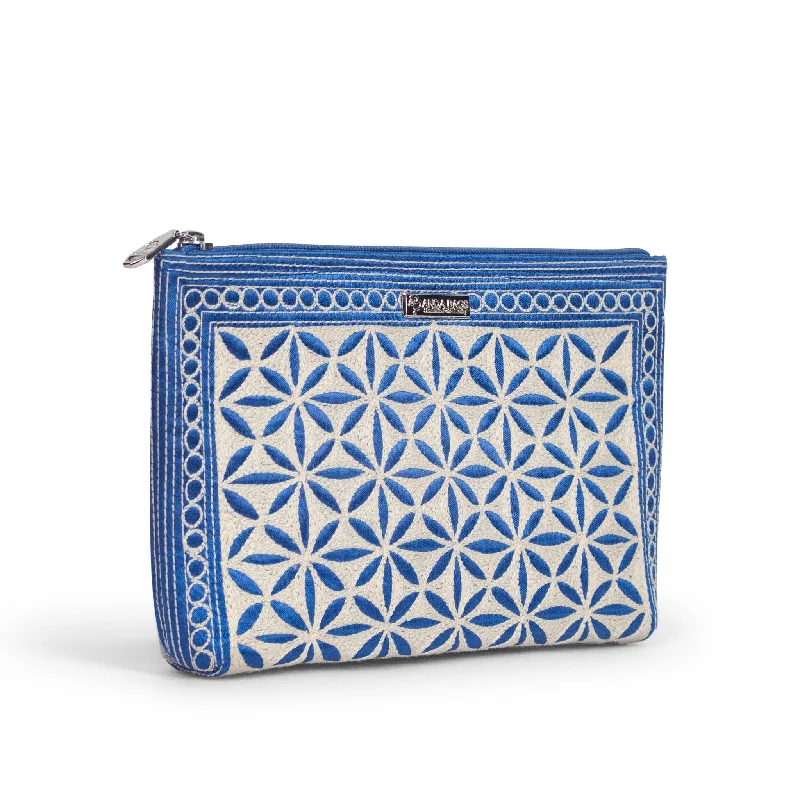 Women's Small Beaded Clutch in Silver for New Year's Eve PartyAman Cosmetic Case